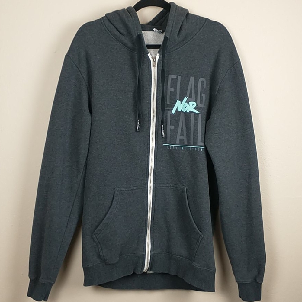 Flag Nor Fail grey zip graphic hoodie XL